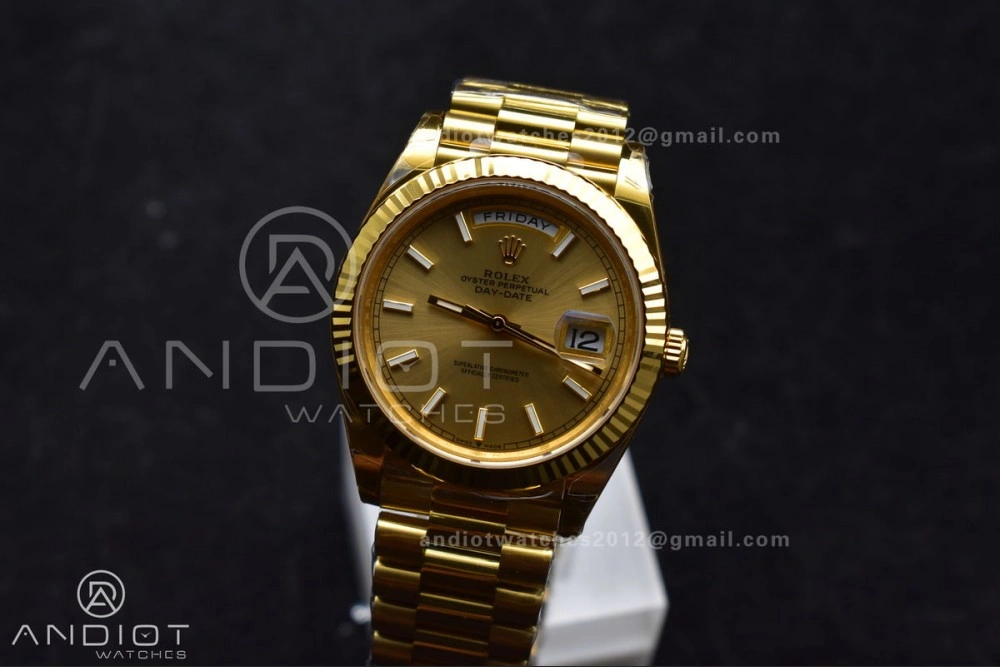 GoAnywhere Day Date 40 YG 228238 THBF 1:1 Best Edition Gold Dial on President Bracelet VR3255 (Gain Weight) 661