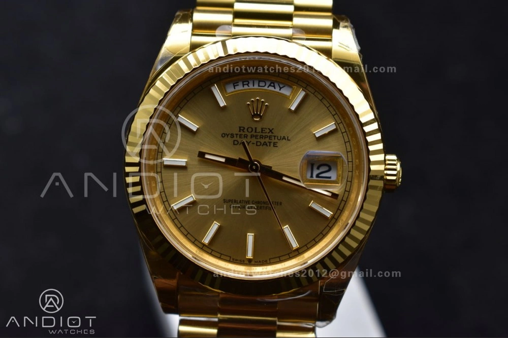 GoAnywhere Day Date 40 YG 228238 THBF 1:1 Best Edition Gold Dial on President Bracelet VR3255 (Gain Weight) 661