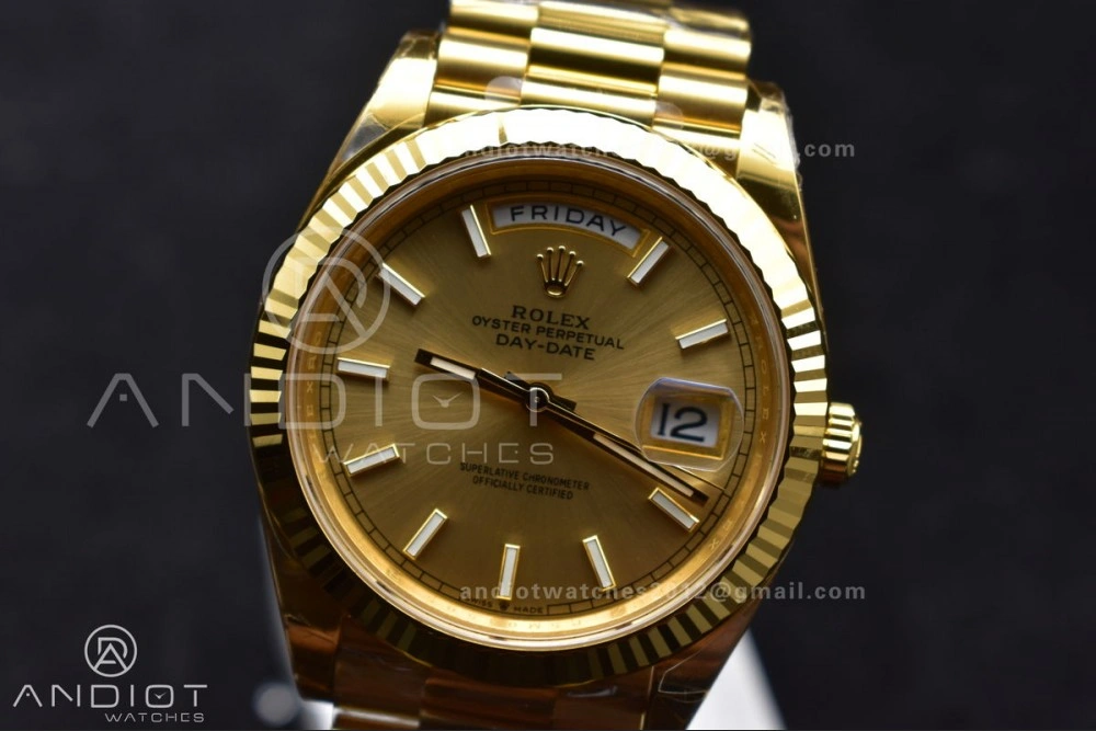 GoAnywhere Day Date 40 YG 228238 THBF 1:1 Best Edition Gold Dial on President Bracelet VR3255 (Gain Weight) 661