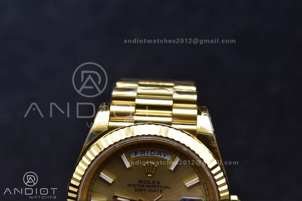 GoAnywhere Day Date 40 YG 228238 THBF 1:1 Best Edition Gold Dial on President Bracelet VR3255 (Gain Weight) 661