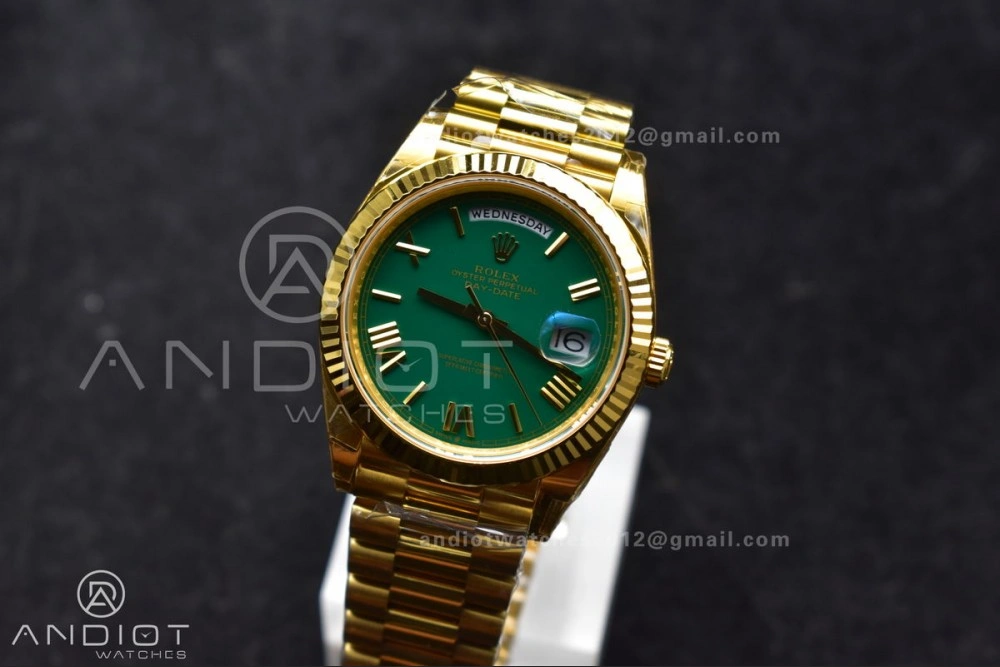 Bright Day Date 40 YG 228238 THBF 1:1 Best Edition Green Roman Dial on President Bracelet VR3255 (Gain Weight) 669
