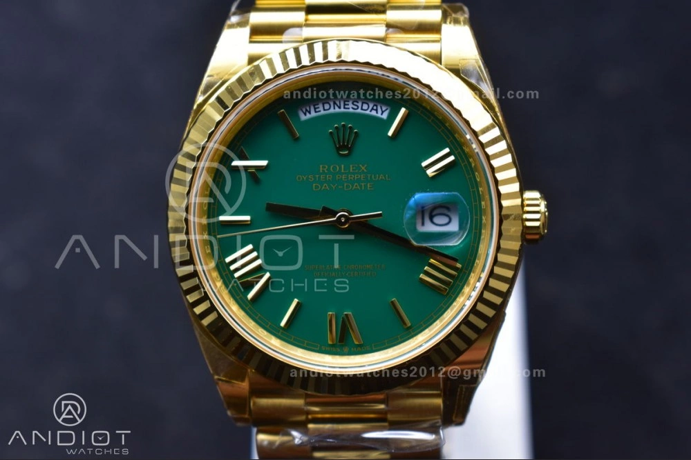 Bright Day Date 40 YG 228238 THBF 1:1 Best Edition Green Roman Dial on President Bracelet VR3255 (Gain Weight) 669