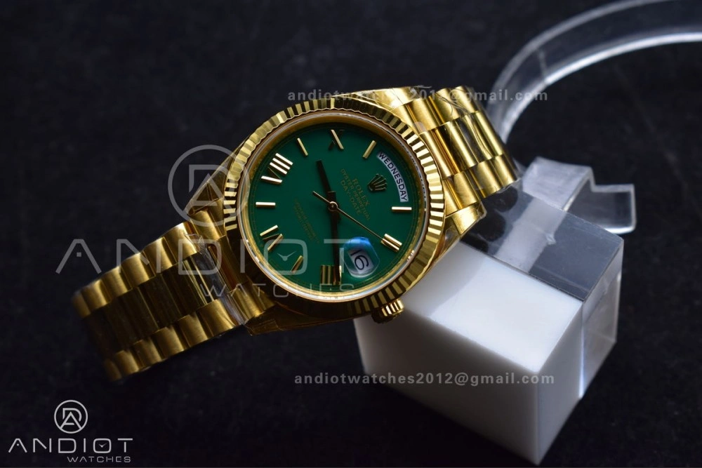Bright Day Date 40 YG 228238 THBF 1:1 Best Edition Green Roman Dial on President Bracelet VR3255 (Gain Weight) 669
