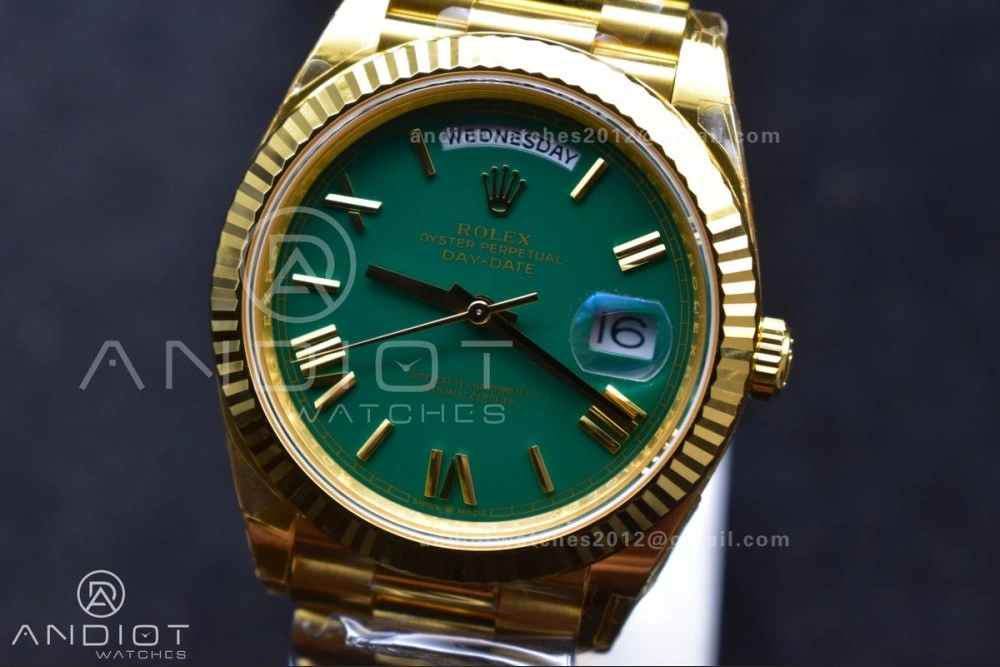 Bright Day Date 40 YG 228238 THBF 1:1 Best Edition Green Roman Dial on President Bracelet VR3255 (Gain Weight) 669