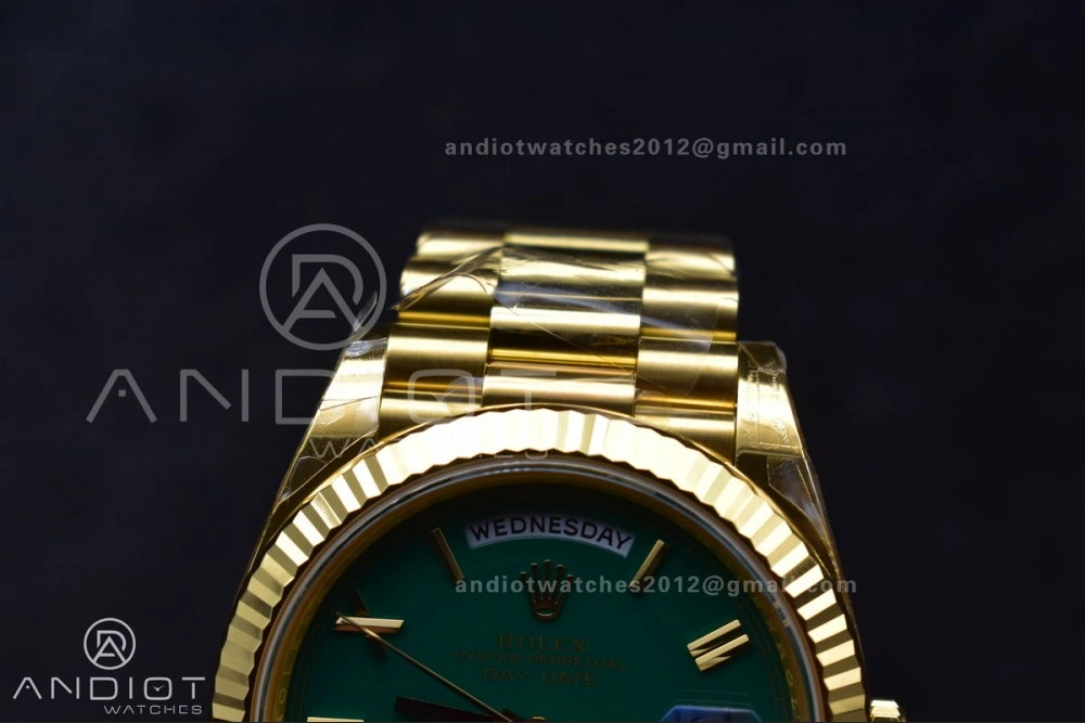 Bright Day Date 40 YG 228238 THBF 1:1 Best Edition Green Roman Dial on President Bracelet VR3255 (Gain Weight) 669