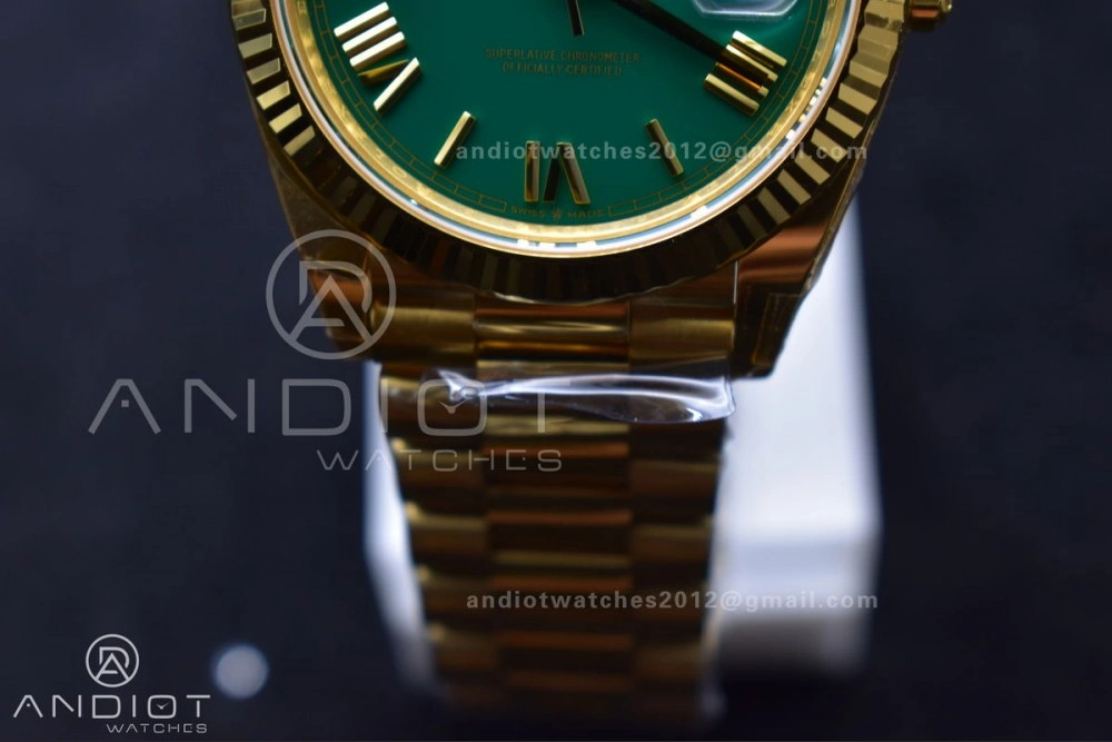 Bright Day Date 40 YG 228238 THBF 1:1 Best Edition Green Roman Dial on President Bracelet VR3255 (Gain Weight) 669