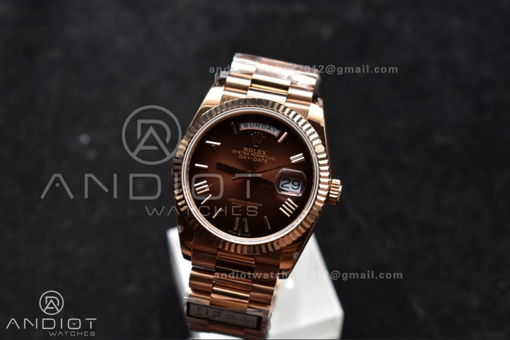 DayDate 36 RG QF Best Edition 904L Steel Brown Dial on RG President Bracelet vr3255 V5 (Gain Weight) BestValue 665