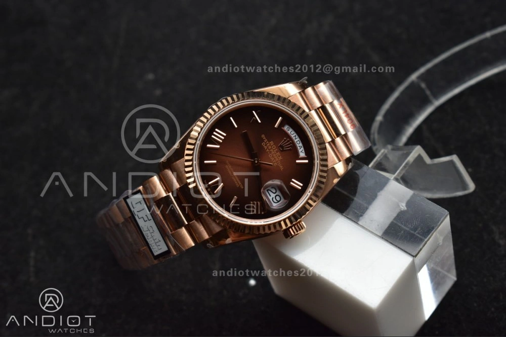 DayDate 36 RG QF Best Edition 904L Steel Brown Dial on RG President Bracelet vr3255 V5 (Gain Weight) BestValue 665