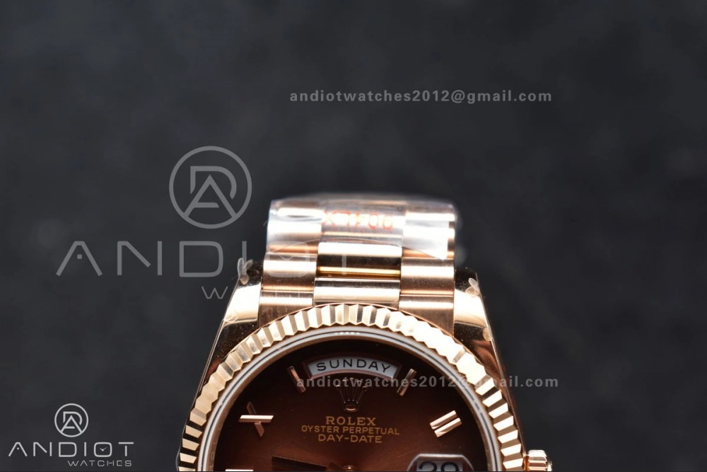 DayDate 36 RG QF Best Edition 904L Steel Brown Dial on RG President Bracelet vr3255 V5 (Gain Weight) BestValue 665