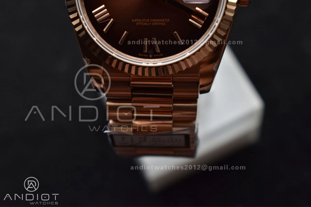 DayDate 36 RG QF Best Edition 904L Steel Brown Dial on RG President Bracelet vr3255 V5 (Gain Weight) BestValue 665