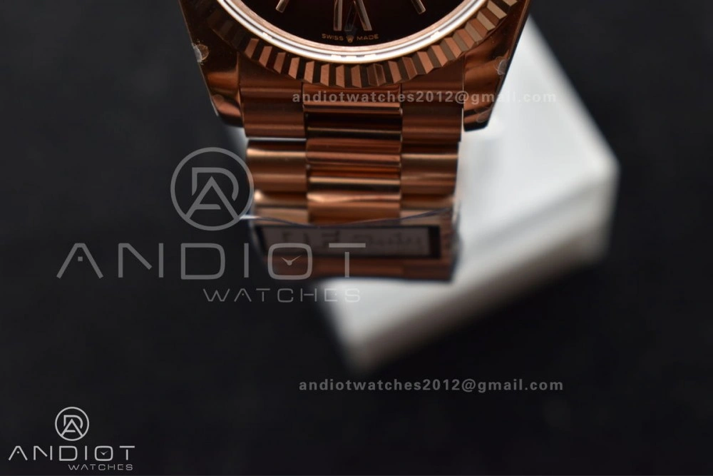 DayDate 36 RG QF Best Edition 904L Steel Brown Dial on RG President Bracelet vr3255 V5 (Gain Weight) BestValue 665