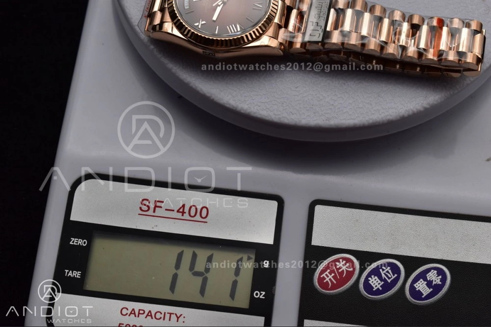 DayDate 36 RG QF Best Edition 904L Steel Brown Dial on RG President Bracelet vr3255 V5 (Gain Weight) BestValue 665