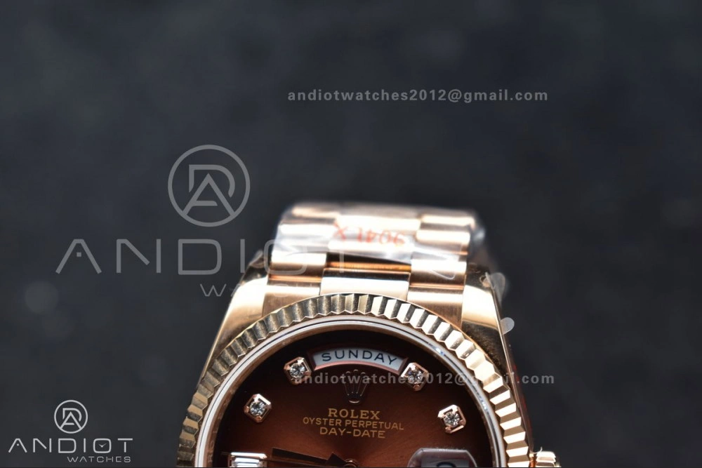 ComfortFit DayDate 36 RG QF Best Edition 904L Steel Brown Diamond Dial on President Bracelet vr3255 V5 (Gain Weight) 678