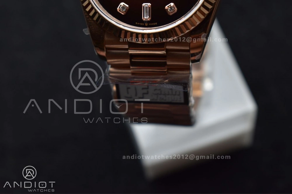 ComfortFit DayDate 36 RG QF Best Edition 904L Steel Brown Diamond Dial on President Bracelet vr3255 V5 (Gain Weight) 678