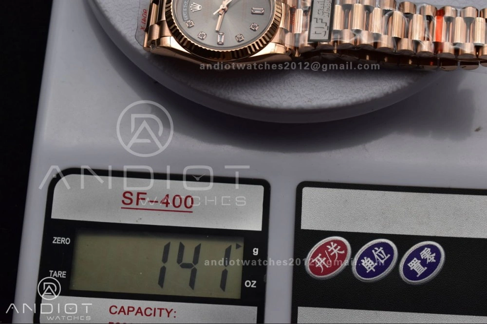 DayDate 36 RG QF Best Edition 904L Steel Grey Dial with Square Diamond on President Bracelet vr3255 V5 (Gain Weight) Timeless 671