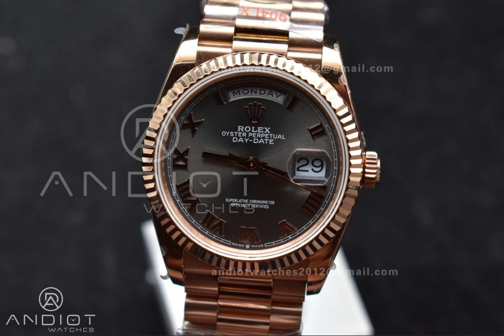 Breathable DayDate 36 RG QF Best Edition 904L Steel Grey Roman Dial on President Bracelet vr3255 V5 (Gain Weight) 673