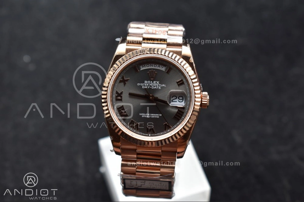 Breathable DayDate 36 RG QF Best Edition 904L Steel Grey Roman Dial on President Bracelet vr3255 V5 (Gain Weight) 673