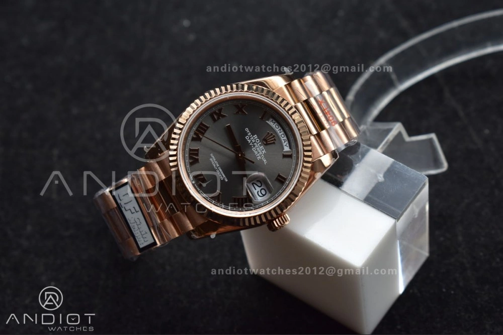 Breathable DayDate 36 RG QF Best Edition 904L Steel Grey Roman Dial on President Bracelet vr3255 V5 (Gain Weight) 673