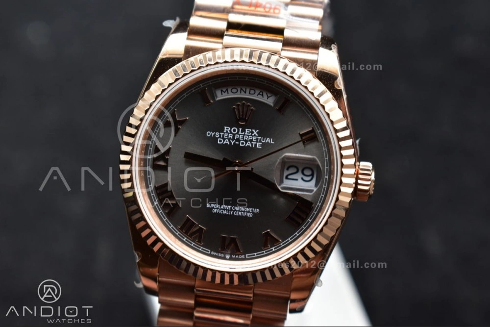 Breathable DayDate 36 RG QF Best Edition 904L Steel Grey Roman Dial on President Bracelet vr3255 V5 (Gain Weight) 673