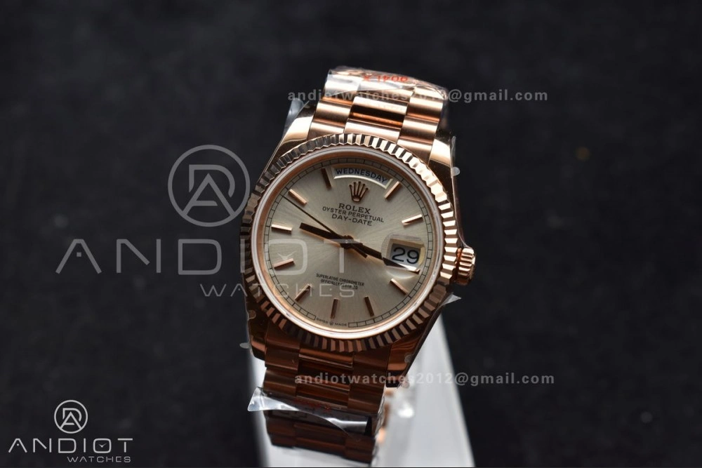 SunProtective DayDate 36 RG QF Best Edition 904L Steel Silver Dial on President Bracelet vr3255 V5 (Gain Weight) 670