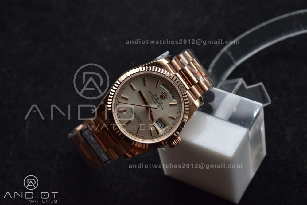 SunProtective DayDate 36 RG QF Best Edition 904L Steel Silver Dial on President Bracelet vr3255 V5 (Gain Weight) 670