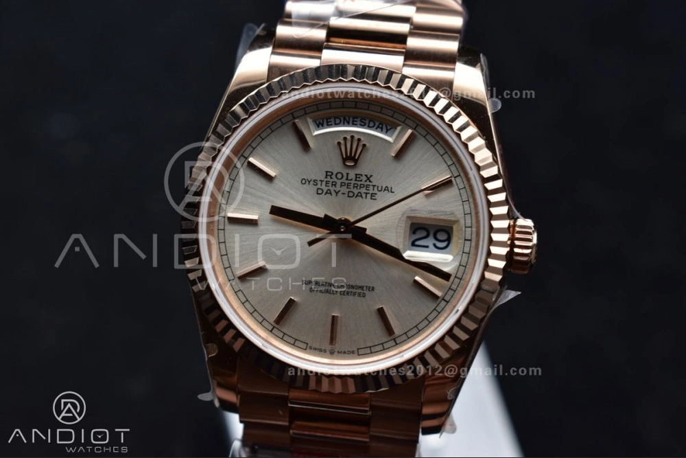 SunProtective DayDate 36 RG QF Best Edition 904L Steel Silver Dial on President Bracelet vr3255 V5 (Gain Weight) 670