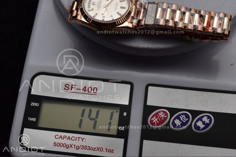 ZeroBulk DayDate 36 RG QF Best Edition 904L Steel Silver Dial with Stick Diamond on President Bracelet vr3255 V5 (Gain Weight) 674