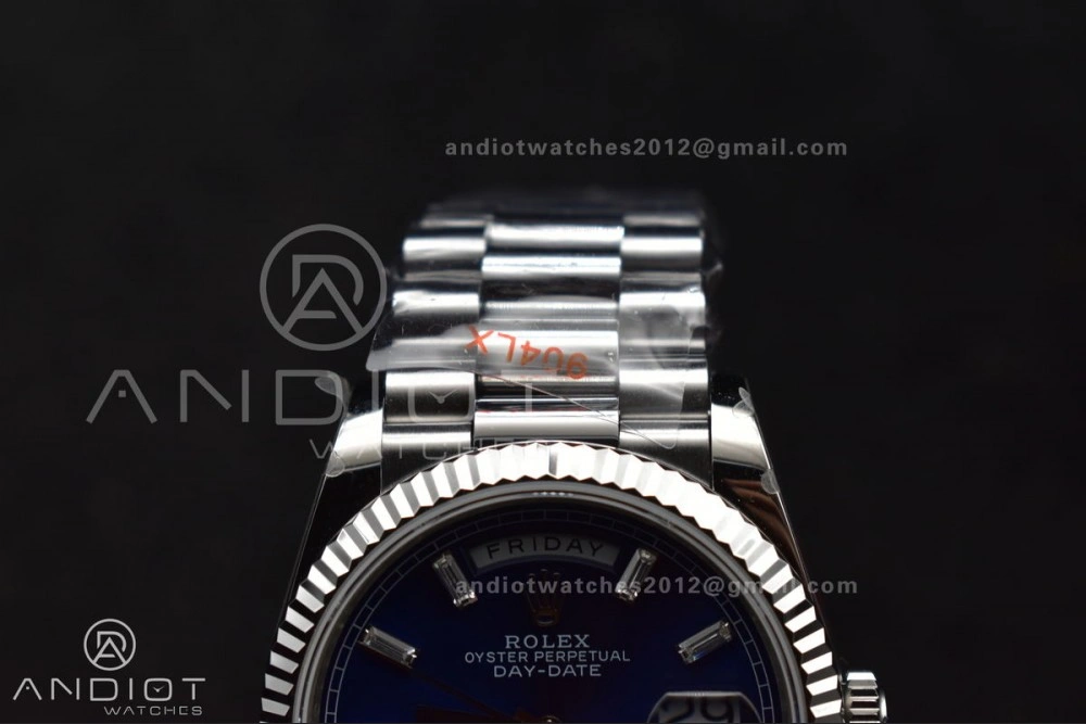 DayDate 36 SS QF Best Edition 904L Steel Blue Crystal Dial on President Bracelet vr3255 V5 (Gain Weight) TimelessDesign 676