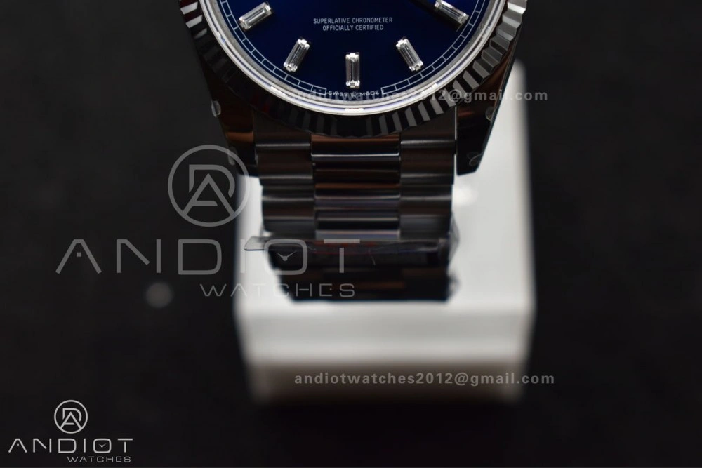 DayDate 36 SS QF Best Edition 904L Steel Blue Crystal Dial on President Bracelet vr3255 V5 (Gain Weight) TimelessDesign 676