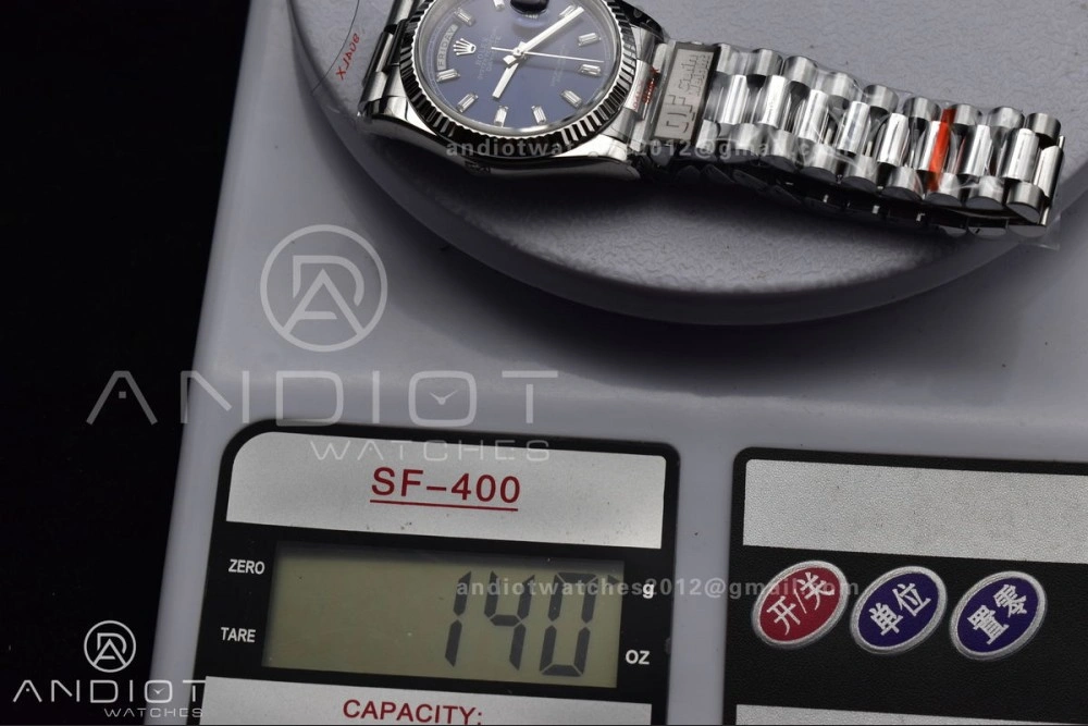 DayDate 36 SS QF Best Edition 904L Steel Blue Crystal Dial on President Bracelet vr3255 V5 (Gain Weight) TimelessDesign 676
