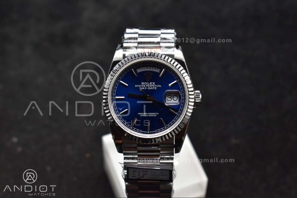 Packable DayDate 36 SS QF Best Edition 904L Steel Blue Dial on President Bracelet vr3255 V5 (Gain Weight) 672