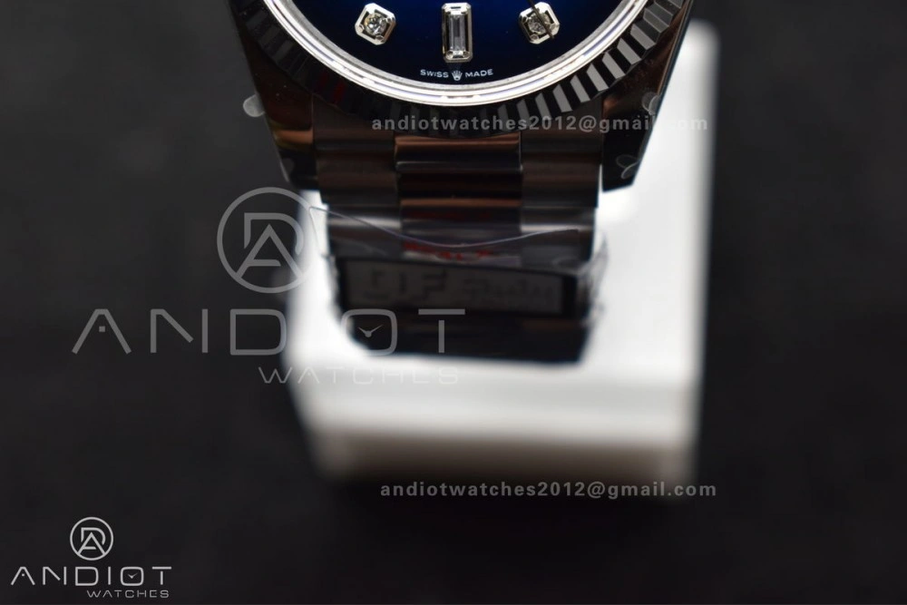 DayDate 36 SS QF Best Edition 904L Steel Blue Diamond Dial on President Bracelet vr3255 V5 (Gain Weight) Comfortable 677