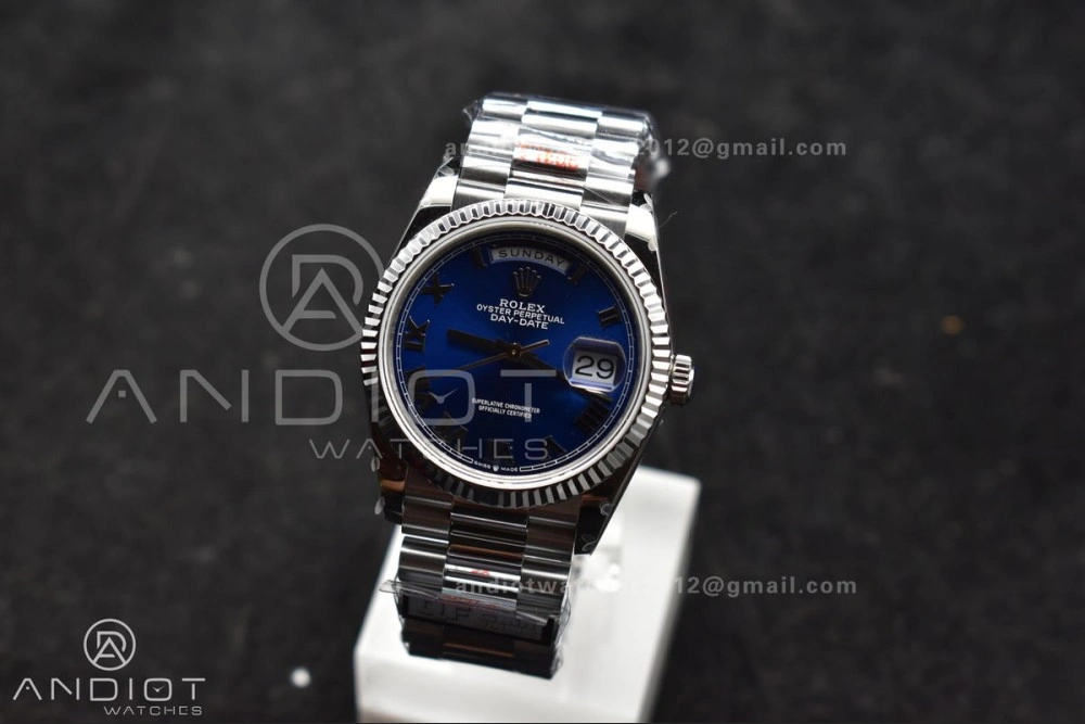 DayDate 36 SS QF Best Edition 904L Steel Blue Roman Dial on President Bracelet vr3255 V5 (Gain Weight) FreshLook 679