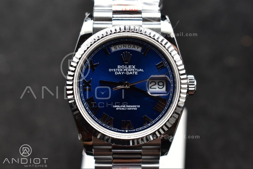 DayDate 36 SS QF Best Edition 904L Steel Blue Roman Dial on President Bracelet vr3255 V5 (Gain Weight) FreshLook 679