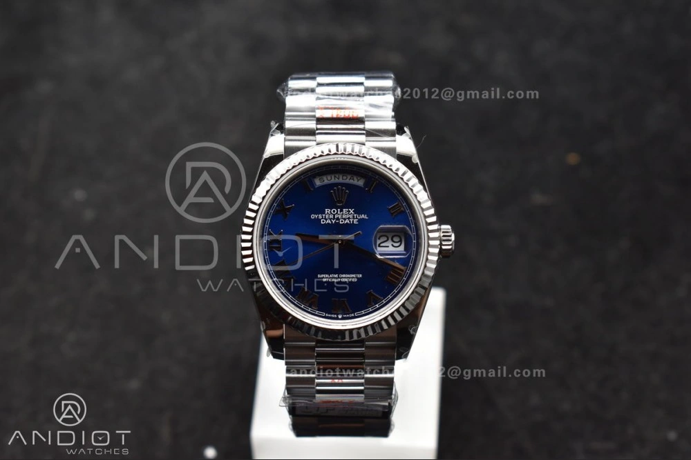 DayDate 36 SS QF Best Edition 904L Steel Blue Roman Dial on President Bracelet vr3255 V5 (Gain Weight) FreshLook 679