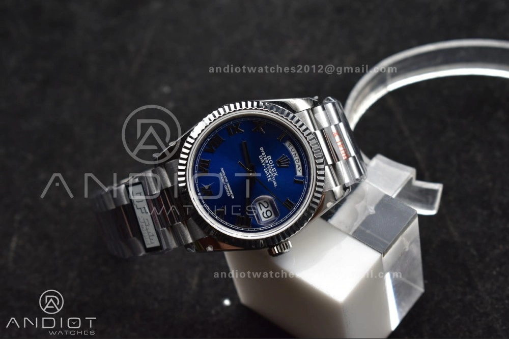 DayDate 36 SS QF Best Edition 904L Steel Blue Roman Dial on President Bracelet vr3255 V5 (Gain Weight) FreshLook 679