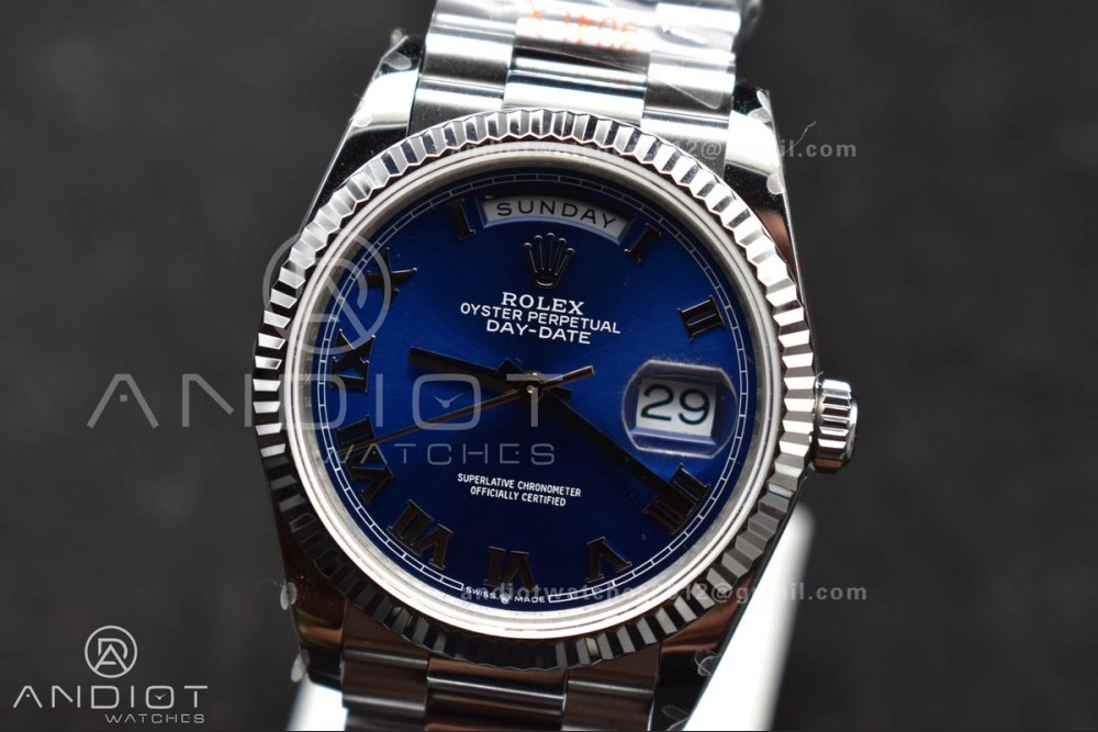 DayDate 36 SS QF Best Edition 904L Steel Blue Roman Dial on President Bracelet vr3255 V5 (Gain Weight) FreshLook 679