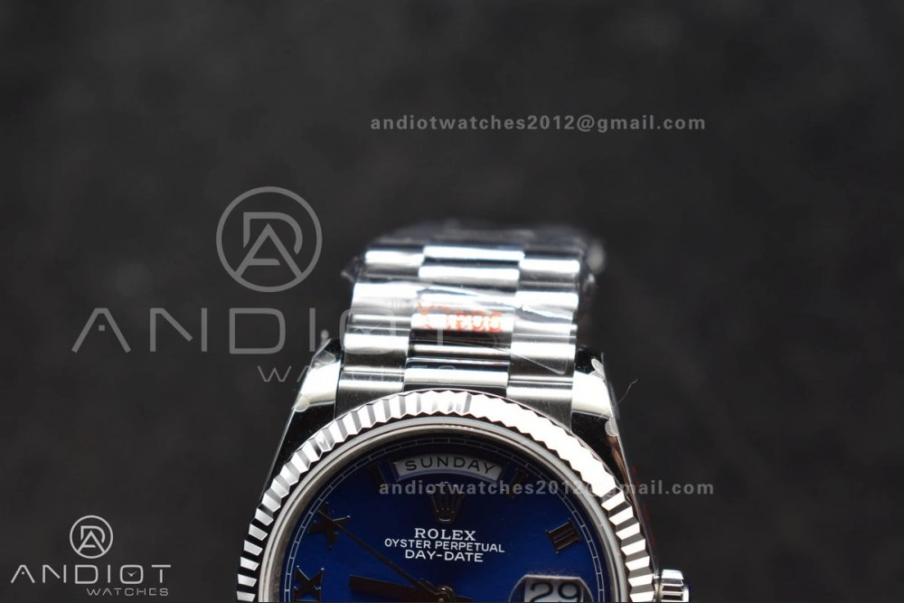 DayDate 36 SS QF Best Edition 904L Steel Blue Roman Dial on President Bracelet vr3255 V5 (Gain Weight) FreshLook 679