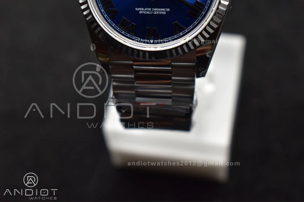 DayDate 36 SS QF Best Edition 904L Steel Blue Roman Dial on President Bracelet vr3255 V5 (Gain Weight) FreshLook 679
