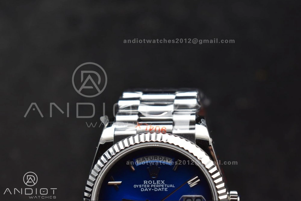 EasyMatch DayDate 36 SS QF Best Edition 904L Steel Faded Blue Roman Dial on President Bracelet vr3255 V5 (Gain Weight) 680