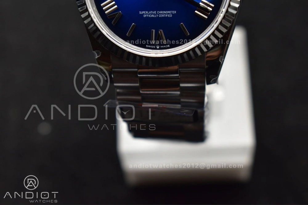 EasyMatch DayDate 36 SS QF Best Edition 904L Steel Faded Blue Roman Dial on President Bracelet vr3255 V5 (Gain Weight) 680