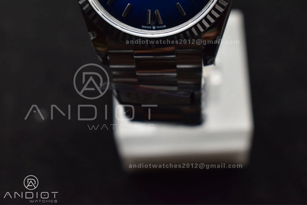 EasyMatch DayDate 36 SS QF Best Edition 904L Steel Faded Blue Roman Dial on President Bracelet vr3255 V5 (Gain Weight) 680