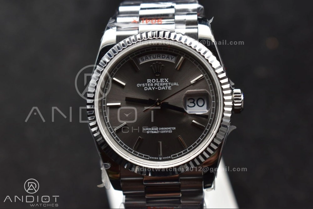 DayDate 36 SS QF Best Edition 904L Steel Grey Dial on President Bracelet vr3255 V5 (Gain Weight) Upgraded 683