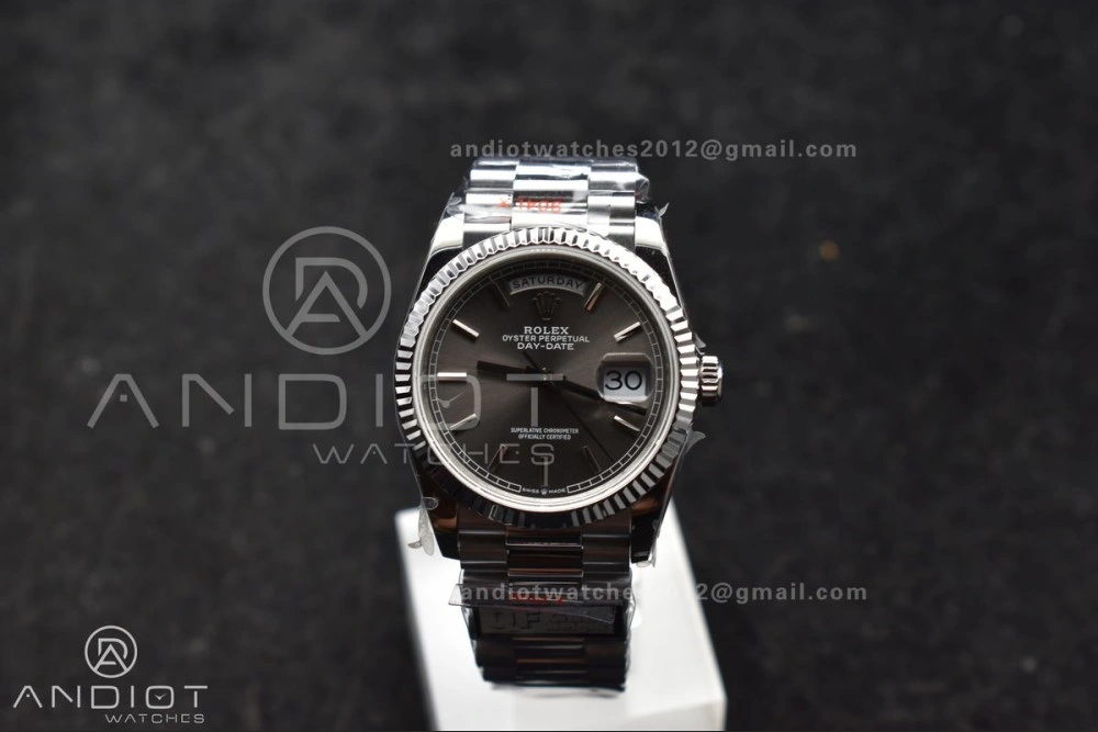 DayDate 36 SS QF Best Edition 904L Steel Grey Dial on President Bracelet vr3255 V5 (Gain Weight) Upgraded 683