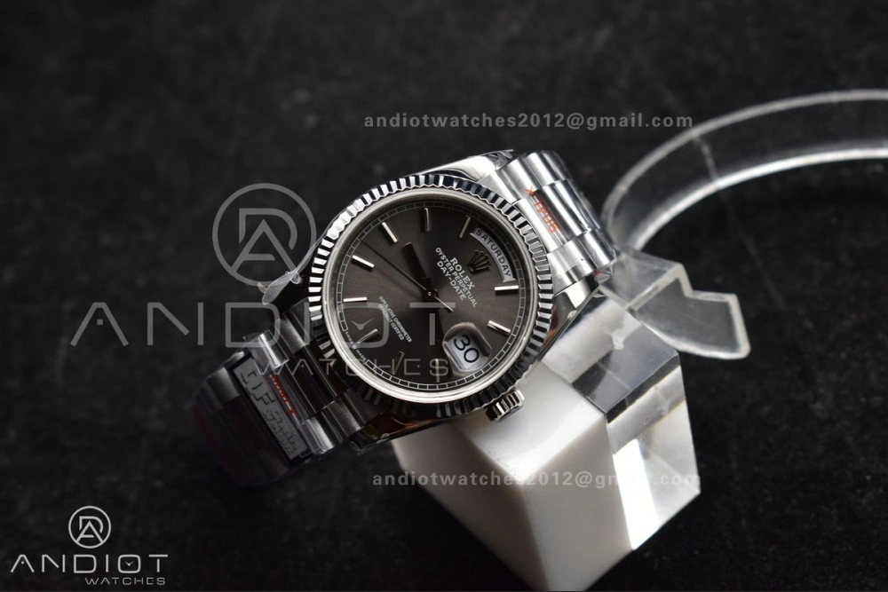 DayDate 36 SS QF Best Edition 904L Steel Grey Dial on President Bracelet vr3255 V5 (Gain Weight) Upgraded 683