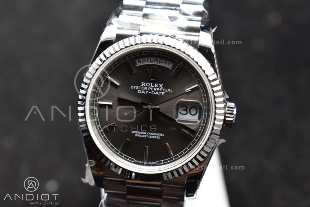 DayDate 36 SS QF Best Edition 904L Steel Grey Dial on President Bracelet vr3255 V5 (Gain Weight) Upgraded 683