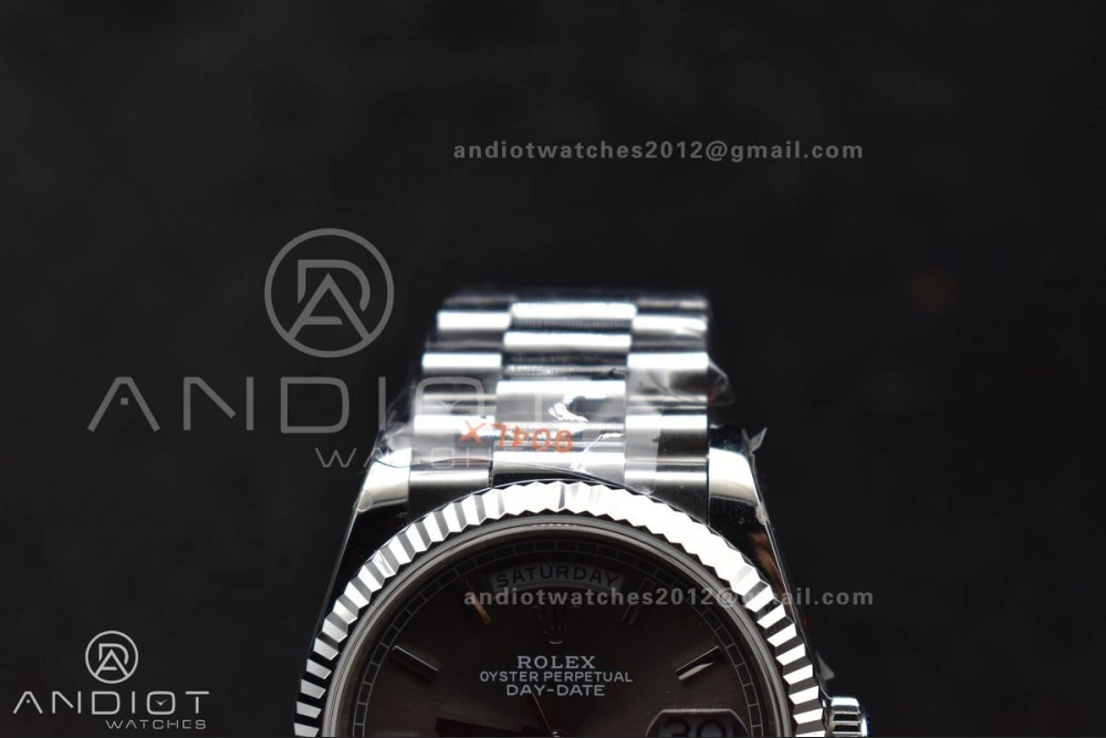 DayDate 36 SS QF Best Edition 904L Steel Grey Dial on President Bracelet vr3255 V5 (Gain Weight) Upgraded 683