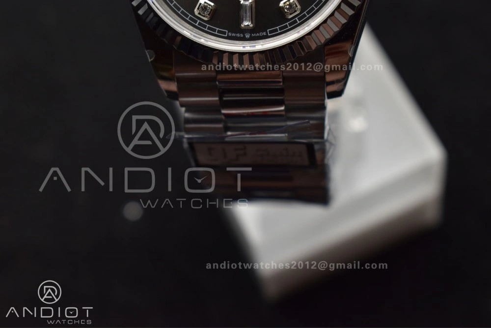 Thermal DayDate 36 SS QF Best Edition 904L Steel Grey Diamond Dial on President Bracelet vr3255 V5 (Gain Weight) 750