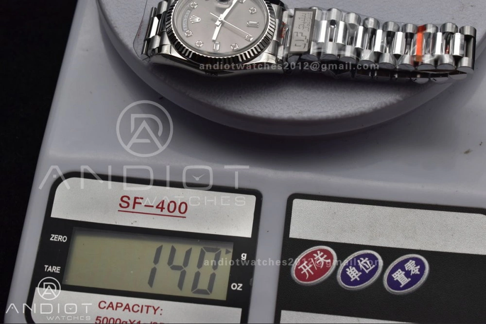 Thermal DayDate 36 SS QF Best Edition 904L Steel Grey Diamond Dial on President Bracelet vr3255 V5 (Gain Weight) 750