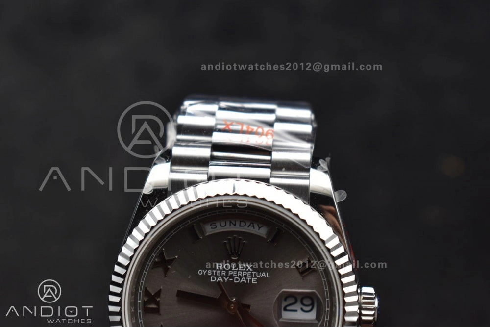DayDate 36 SS QF Best Edition 904L Steel Grey Roman Dial on President Bracelet vr3255 V5 (Gain Weight) Comfortable 684